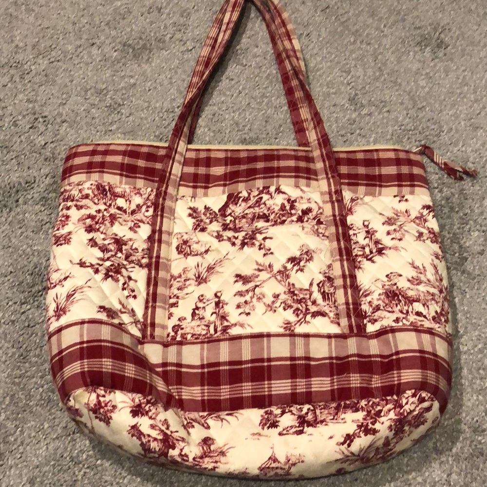Quilted print large tote bag